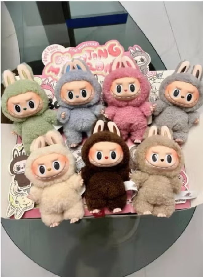 xppier دميه لابوبو الجديدة على شكل سلسلة مفاتيح هدية عبوس رمادي داكن، 15 سم - Image 3